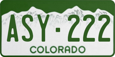 CO license plate ASY222