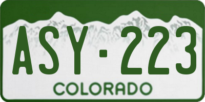 CO license plate ASY223