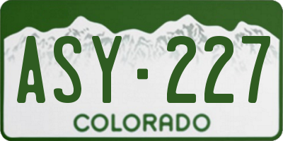 CO license plate ASY227