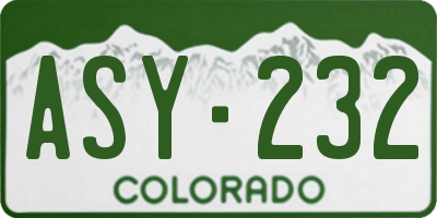 CO license plate ASY232