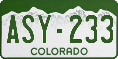 CO license plate ASY233