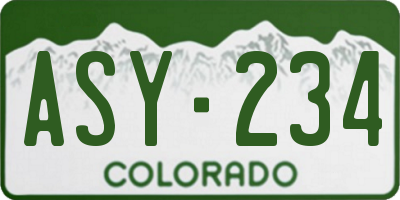 CO license plate ASY234