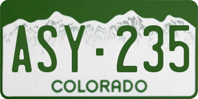 CO license plate ASY235