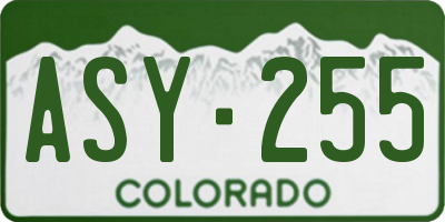 CO license plate ASY255