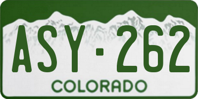 CO license plate ASY262