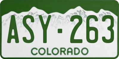 CO license plate ASY263