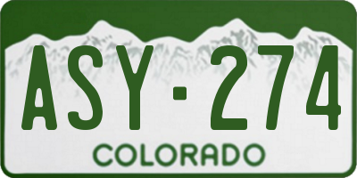 CO license plate ASY274