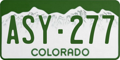 CO license plate ASY277