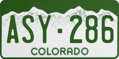 CO license plate ASY286