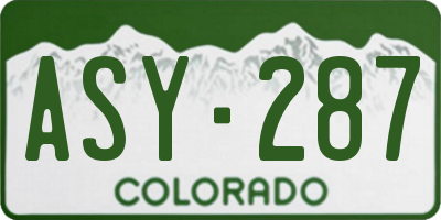 CO license plate ASY287