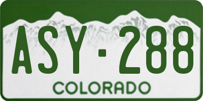 CO license plate ASY288