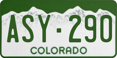 CO license plate ASY290