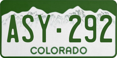 CO license plate ASY292