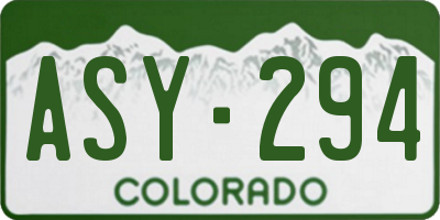 CO license plate ASY294