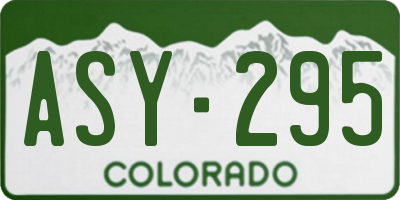 CO license plate ASY295