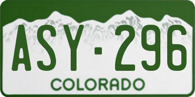 CO license plate ASY296