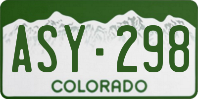 CO license plate ASY298