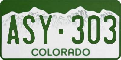 CO license plate ASY303