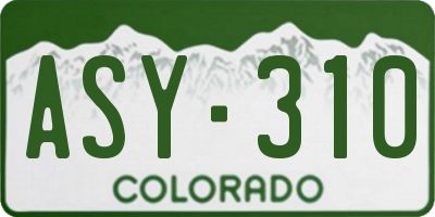 CO license plate ASY310