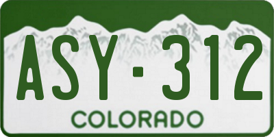 CO license plate ASY312
