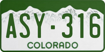CO license plate ASY316