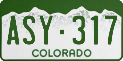 CO license plate ASY317