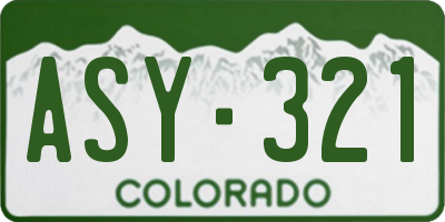 CO license plate ASY321