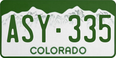 CO license plate ASY335