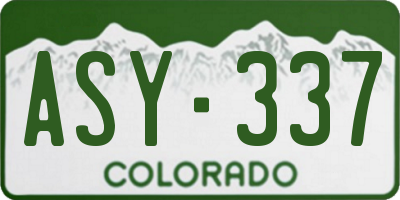 CO license plate ASY337