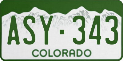 CO license plate ASY343
