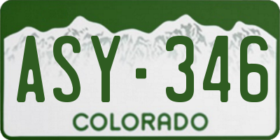 CO license plate ASY346