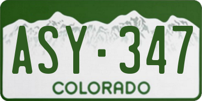CO license plate ASY347