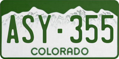 CO license plate ASY355