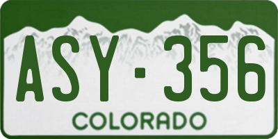 CO license plate ASY356