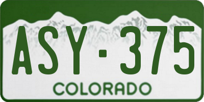 CO license plate ASY375