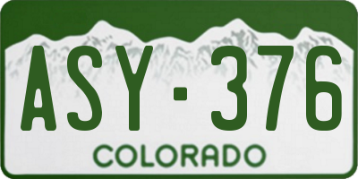 CO license plate ASY376