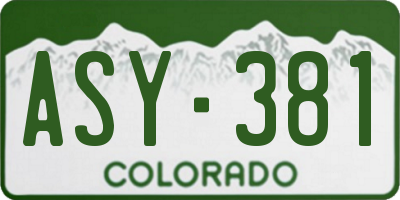 CO license plate ASY381