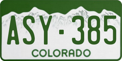 CO license plate ASY385