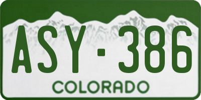 CO license plate ASY386