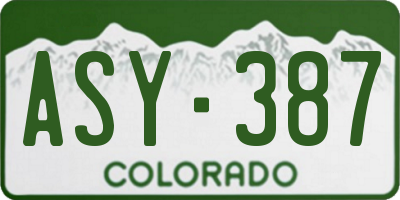 CO license plate ASY387