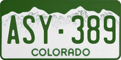 CO license plate ASY389