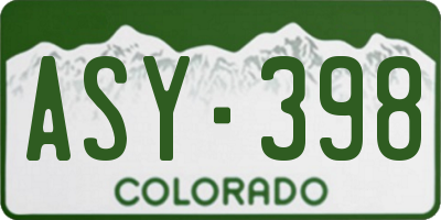 CO license plate ASY398