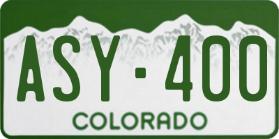 CO license plate ASY400