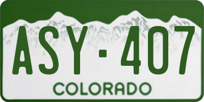 CO license plate ASY407
