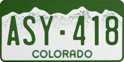CO license plate ASY418