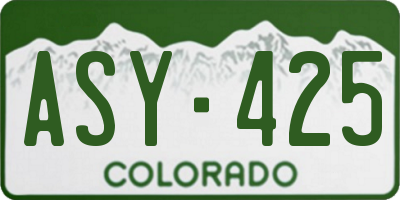 CO license plate ASY425