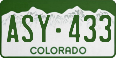 CO license plate ASY433