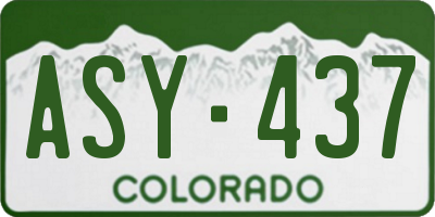 CO license plate ASY437