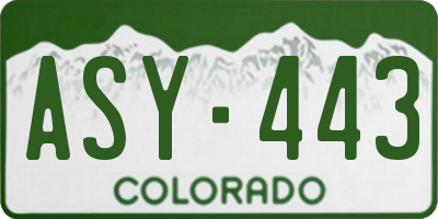 CO license plate ASY443