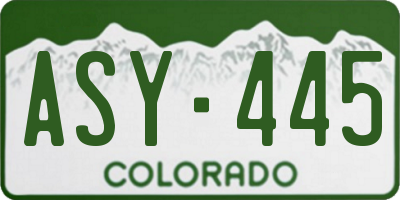 CO license plate ASY445